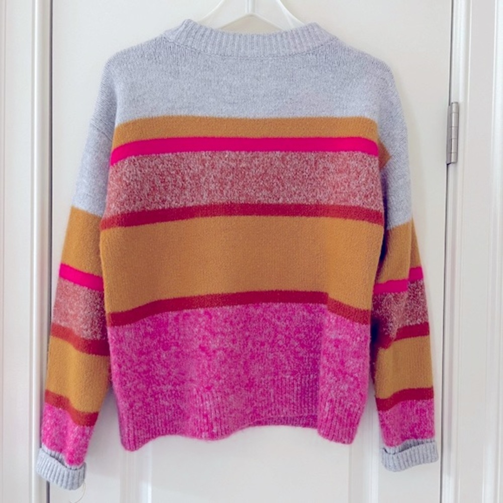 LOFT Lou & Grey Pink/Gold/Gray Multi Stripe Sweater Size XS - Picture 4 of 8